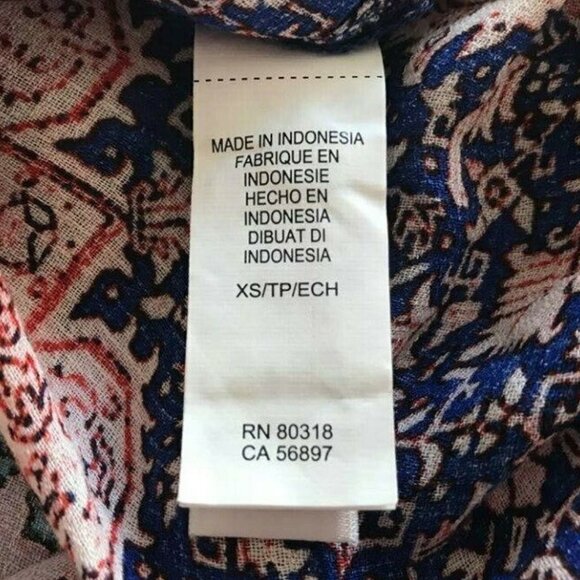 LUCKY BRAND Long Sleeve Blouse Top Multicolor Boho Pattern Size XS Rayon EUC - Picture 6 of 6